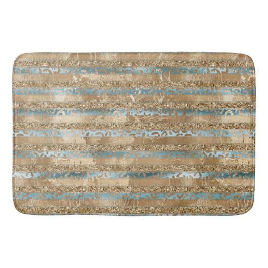 Tapis De Bain Empreinte de léopard Parties scintillant Aqua Blue (Devant)