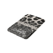 Tapis De Bain Empreinte de léopard Parties scintillant argent (Angle)