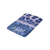 Tapis De Bain Empreinte de léopard Parties scintillant bleue (Angle)