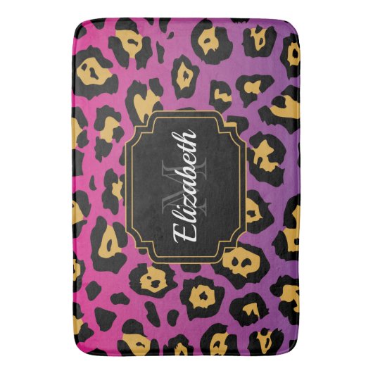 Tapis De Bain Empreinte de léopard pourpre (devant Vertical)