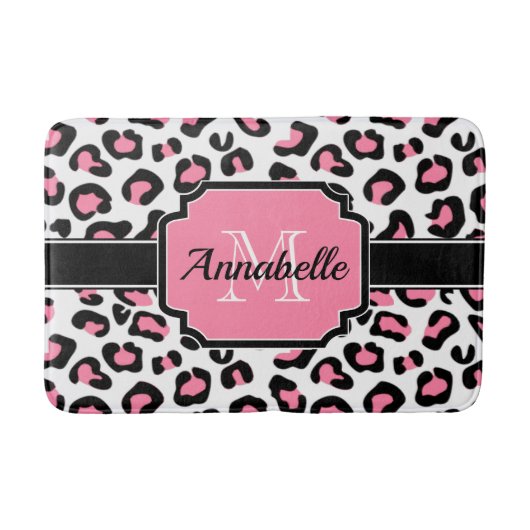 Tapis De Bain Empreinte de léopard rose (Devant)