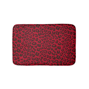 Tapis De Bain Empreinte de léopard rouge canneberge broyé