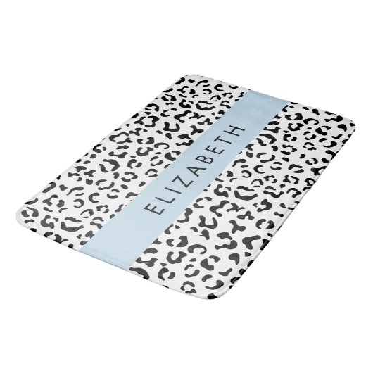 Tapis De Bain Empreinte de léopard, Spots, Noir Et Blanc, Votre (Angle)