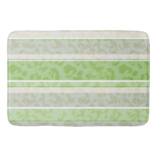 Tapis De Bain Empreinte de léopard sur arrière - plan rayé.