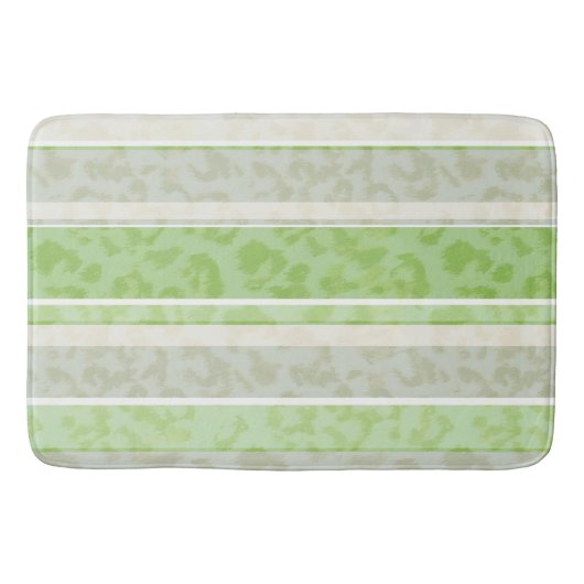Tapis De Bain Empreinte de léopard sur arrière - plan rayé. (Devant)