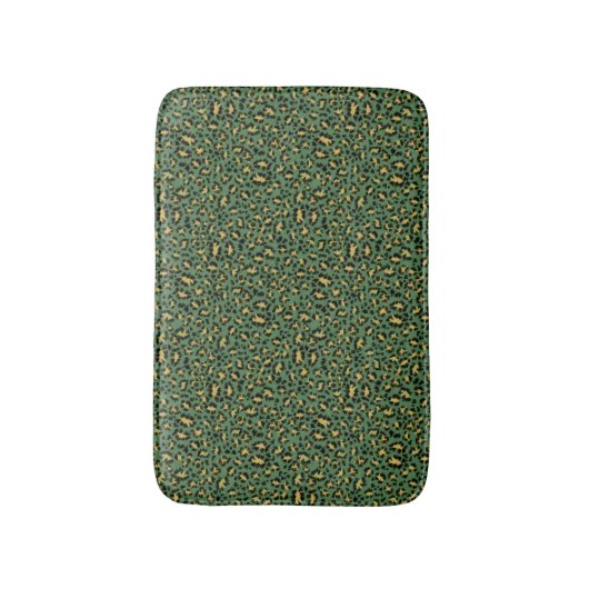 Tapis De Bain Empreinte de léopard sur vert douillet (Devant (Vertical))