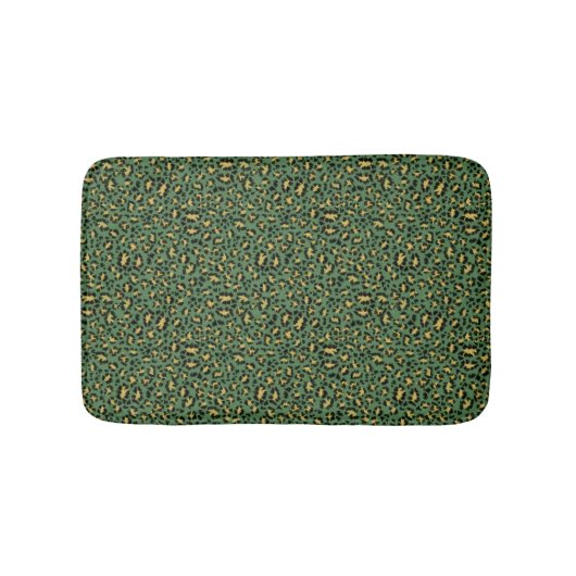 Tapis De Bain Empreinte de léopard sur vert douillet (Devant)
