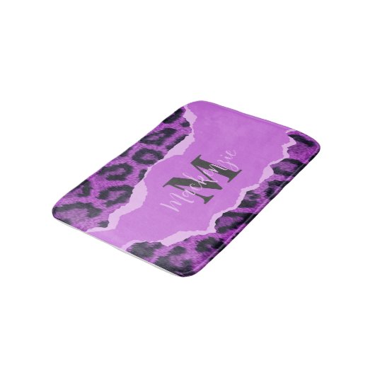 Tapis De Bain Empreinte de léopard violet (Angle)