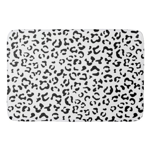 Tapis De Bain Empreinte de léopard, Zones Léopard, Noir Et Blanc (Devant)
