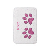 Tapis De Bain empreinte de patte de scintillement de chat - rose (Devant (Vertical))