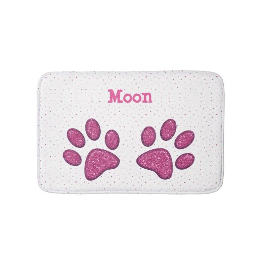 Tapis De Bain empreinte de patte de scintillement de chat - rose (Devant)