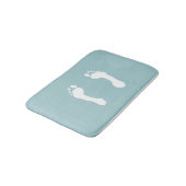 Tapis De Bain Empreintes de pas Blanc-Embouties (bleues) (Angle)