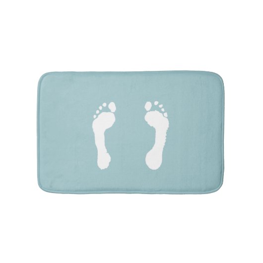 Tapis De Bain Empreintes de pas Blanc-Embouties (bleues) (Devant)