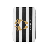 Tapis De Bain Empreintes de pas d'or avec les rayures noires et (Devant (Vertical))