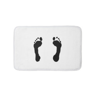 Tapis De Bain Empreintes de pas Noir-Embouties (blanches)