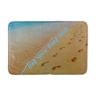 Tapis De Bain Empreintes de pas sur le rivage tropical de plage