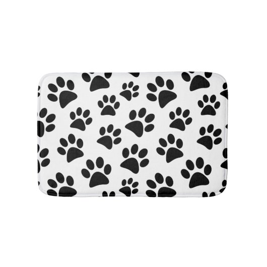 Tapis De Bain Empreintes de pattes de chien noir Mat de bain Mot (Devant)