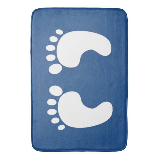 Tapis De Bain Empreintes mures sur bleu (devant Vertical)