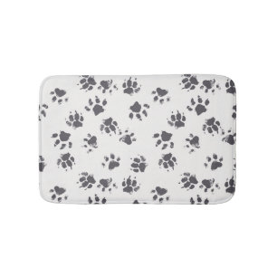Tapis De Bain Empreintes Paw : Chien Monochrome Sans Seamless.