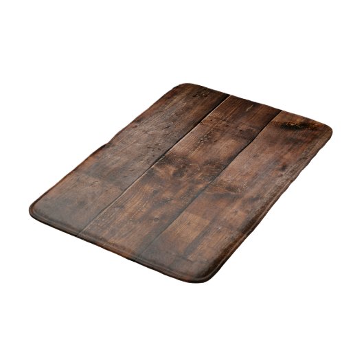 Tapis de bain en bois foncé rustique (Angle)