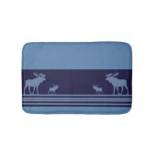 Tapis de bain en mousse d'orignal bleu rustique (Devant)