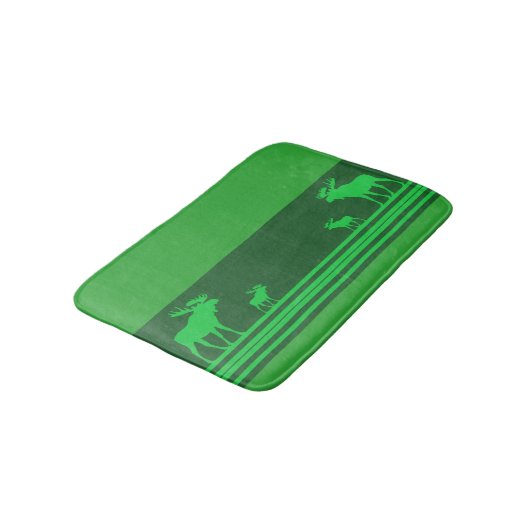 Tapis de bain en mousse d'orignal vert rustique (Angle)