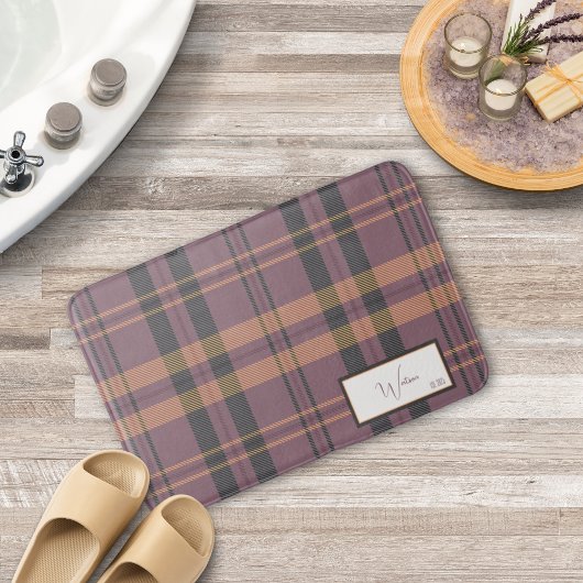 Tapis de bain en tissu chiné à carreaux modernes