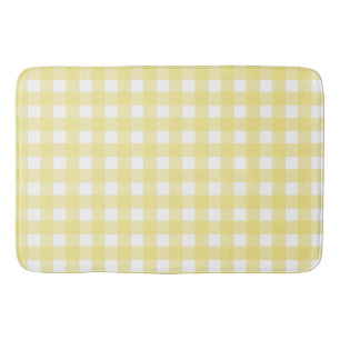 Tapis De Bain En vichy jaune pâle et blanc