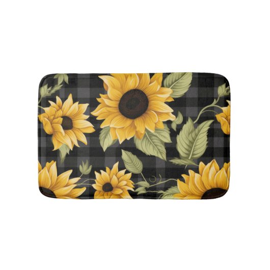 Tapis De Bain en vichy Motif tournesol (Devant)