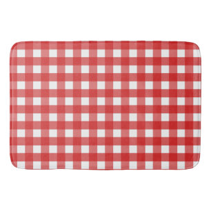 Tapis De Bain En vichy rouge et blanc