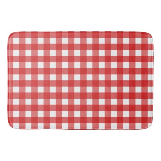 Tapis De Bain En vichy rouge et blanc (Devant)