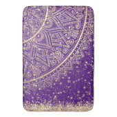 Tapis De Bain Enchanter Mandala avec des étoiles d'or sur violet (devant Vertical)