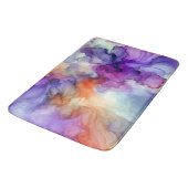 Tapis De Bain Encre d'alcool orange et violet Abstraite (Angle)