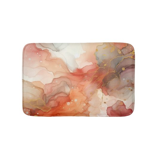 Tapis De Bain encre d'alcool rouge et orange (Devant)
