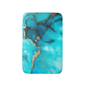 Tapis De Bain Encre d'alcool Turquoise Abstraite (Devant (Vertical))