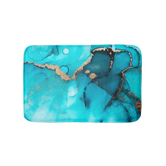 Tapis De Bain Encre d'alcool Turquoise Abstraite (Devant)