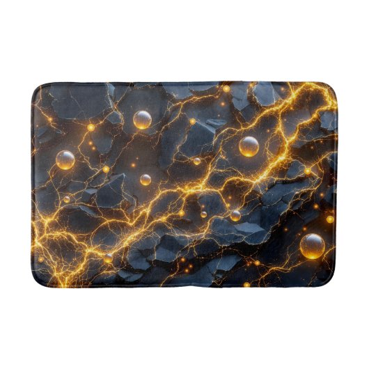 Tapis De Bain Énergie électrique Abstraite avec éclair doré (Devant)