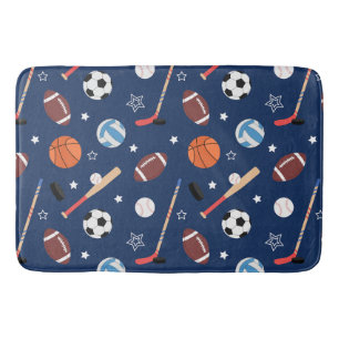 Tapis De Bain Enfants Motif équipements sportifs sur Bleu Salle