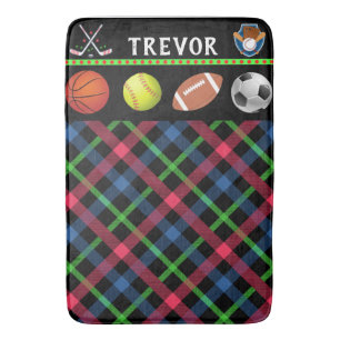 Tapis De Bain Enfants Super Sport Tartan personnalisé