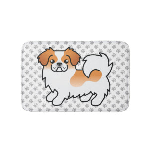 Tapis De Bain Épagneul tibétain parti-coloré rouge Chien et patt
