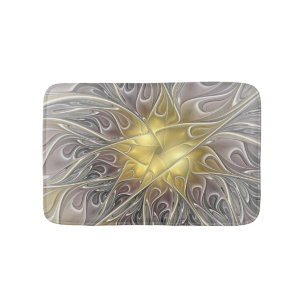 Tapis De Bain Épanouissement avec fleur fractale abstraite moder