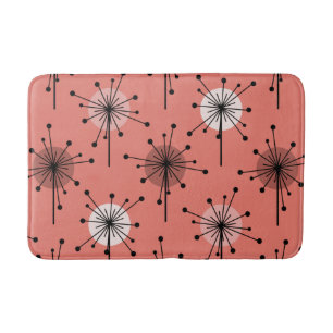 Tapis De Bain Époque atomique Spoutnik Starburst Fleurs Saumon r