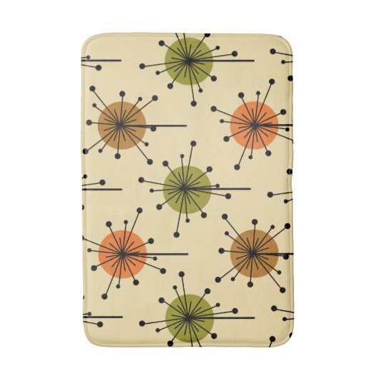 Tapis De Bain Époque Atomique Spoutnik Starburst Fleurs Tons Ter (Devant (Vertical))