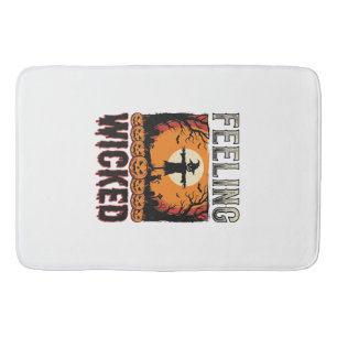 Tapis De Bain Épouvantail d'Halloween se sentant méchant Vintage