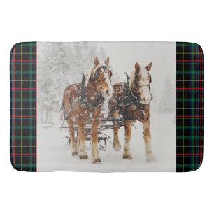 Tapis De Bain Équipe de Belgique de cheval Wintery Christmas Sce