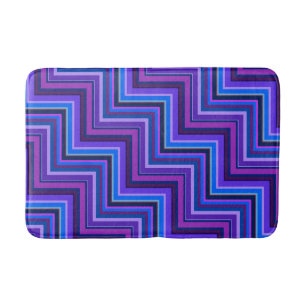 Tapis De Bain Escaliers à rayures bleues et violettes