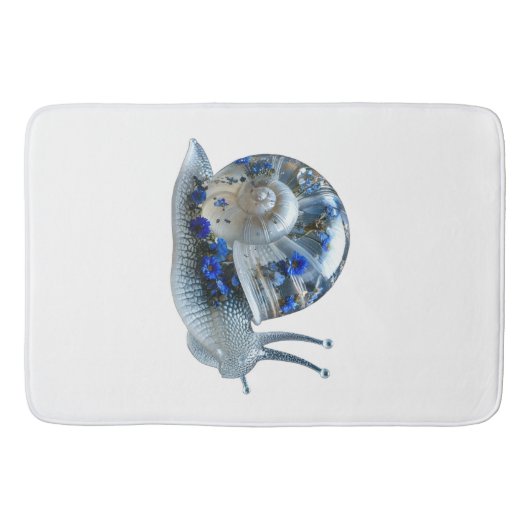 Tapis de bain escargot floral bleu (Devant)