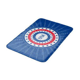 Tapis De Bain États-Unis Rouge, Blanc, Bleu Étoiles Initiales ou