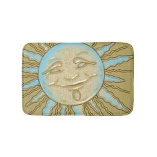 Tapis De Bain Été Souriant Soleil Bleu Mat Bain Or