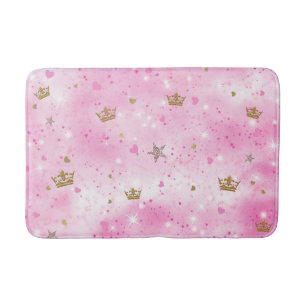 Tapis De Bain Étincelle rose de princesse Hearts Stars Crowns